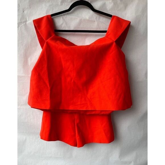 Designer Romper Dress S  Red C/MEO Collective Lined Party Cocktail - Picture 1 of 8